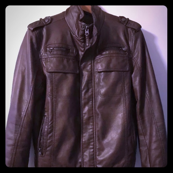 calvin klein men's leather bomber jacket